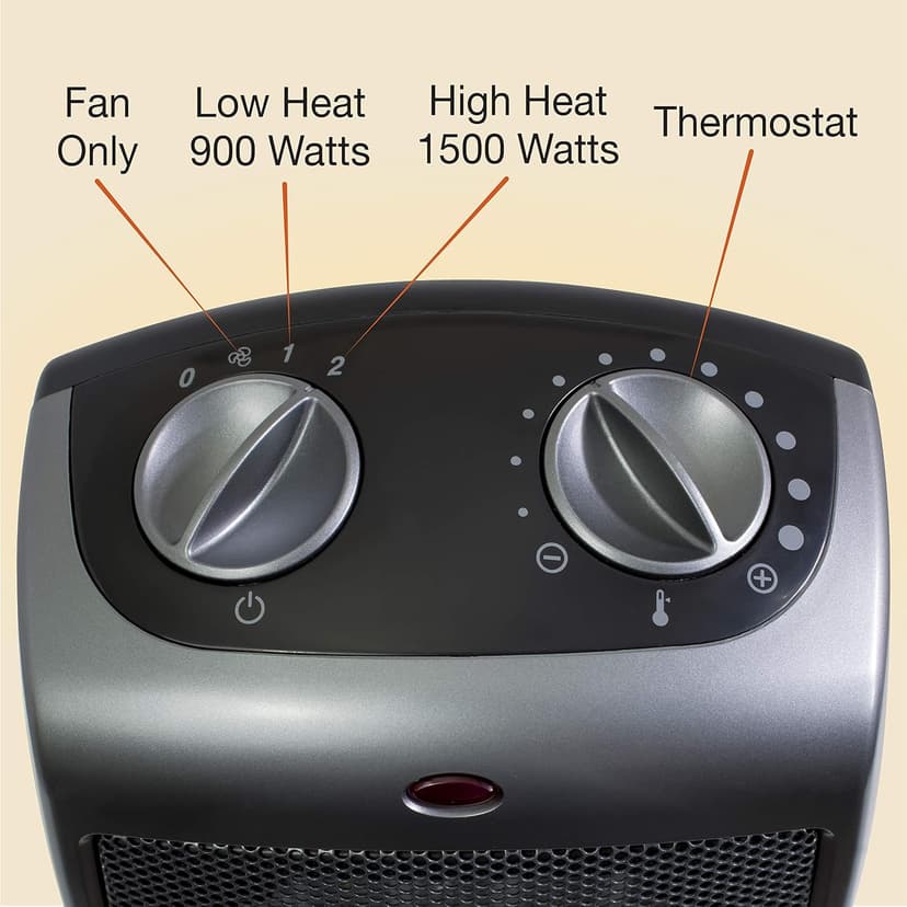 Lasko Portable Indoor Electric Ceramic Space Heater with Tip-Over Safety Switch, Overheat Protection, Thermostat and Extra Long Cord, 2 Speeds, Safe for Home, 9.2 Inches, Dark Gray, 1500W, 754201