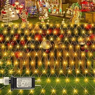 Christmas Net Lights Outdoor,9.8ft x 6.6ft Mesh Light Waterproof Tree Light,200Led Net String Lights Plug in with 8Modes Connectable for Gazebo Shrubs Lawn Backyard Garden Decor (Warm White)
