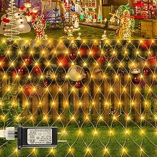 Christmas Net Lights Outdoor,9.8ft x 6.6ft Mesh Light Waterproof Tree Light,200Led Net String Lights Plug in with 8Modes Connectable for Gazebo Shrubs Lawn Backyard Garden Decor (Warm White)