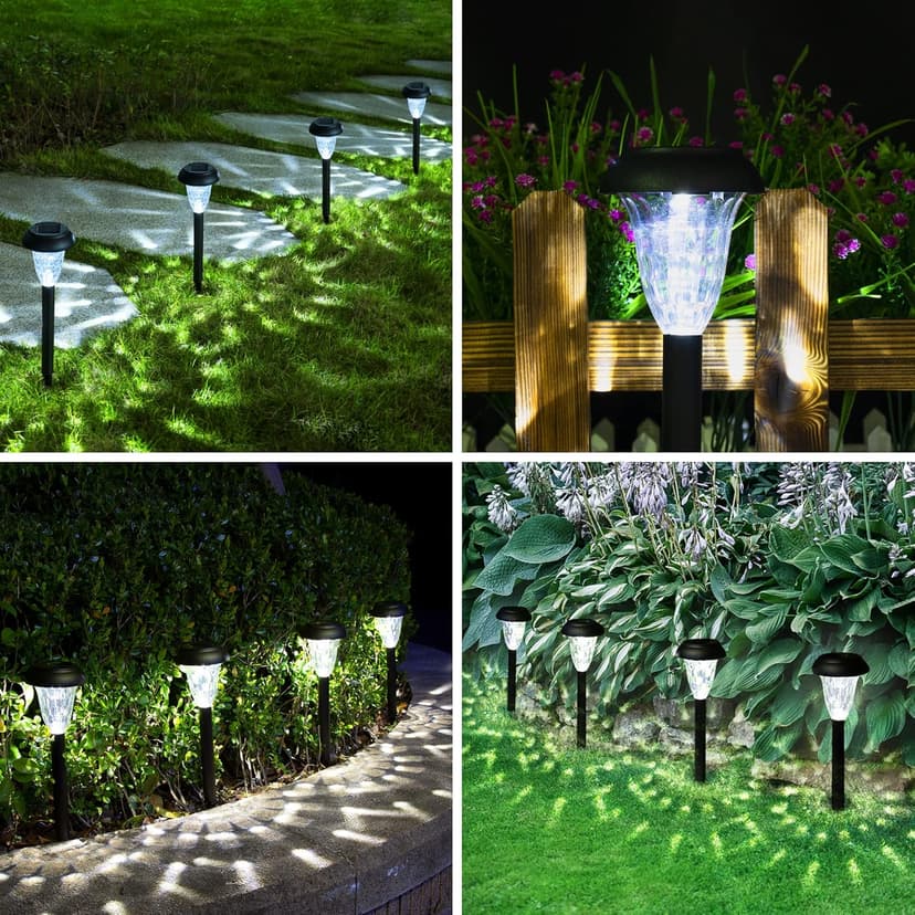 GIGALUMI Solar-Powered Pathway Lights (12-Pack), Waterproof, Bright LED Solar Outdoor Lights for Landscapes, Gardens, Walkways and Driveways (Cold White)
