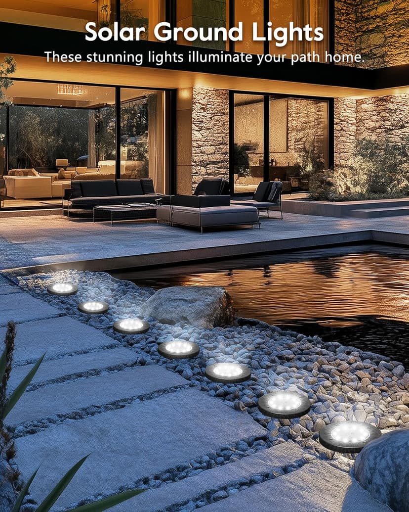 Brightown Solar Lights Outdoor Waterproof, 12 Packs LED In-Ground Lights Outdoor Solar Lights for Yard Patio Garden Lawn Deck Outside Pathway Walkway Sidewalk, White