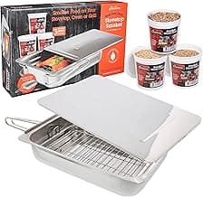 Camerons Original Stovetop Smoker - Smoker Box Gift Set w/Oak, Apple, Hickory Wood Chips & Recipes- Indoor Outdoor Use on Any Heat for Smoking Meats, Veggies & Seafood - Grilling Gift for Father's Day