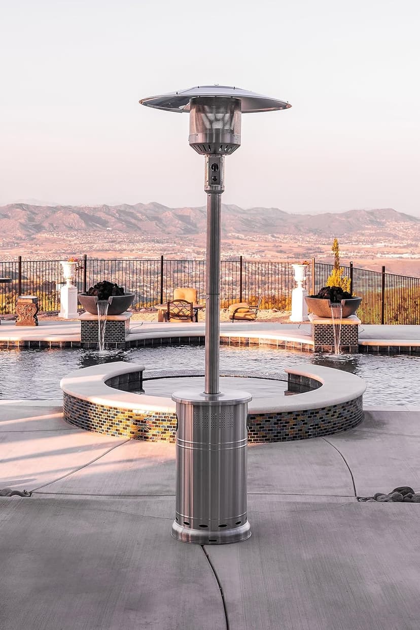Nexgrill Sundara 92" Stainless Steel Outdoor Patio Heater, 48,000 BTUs, 2 Wheel Transport, Electronic Ignition, Easy Tank Access, Control Knob, Propane Heater for Porch, Garden, Backyard - 920-01001