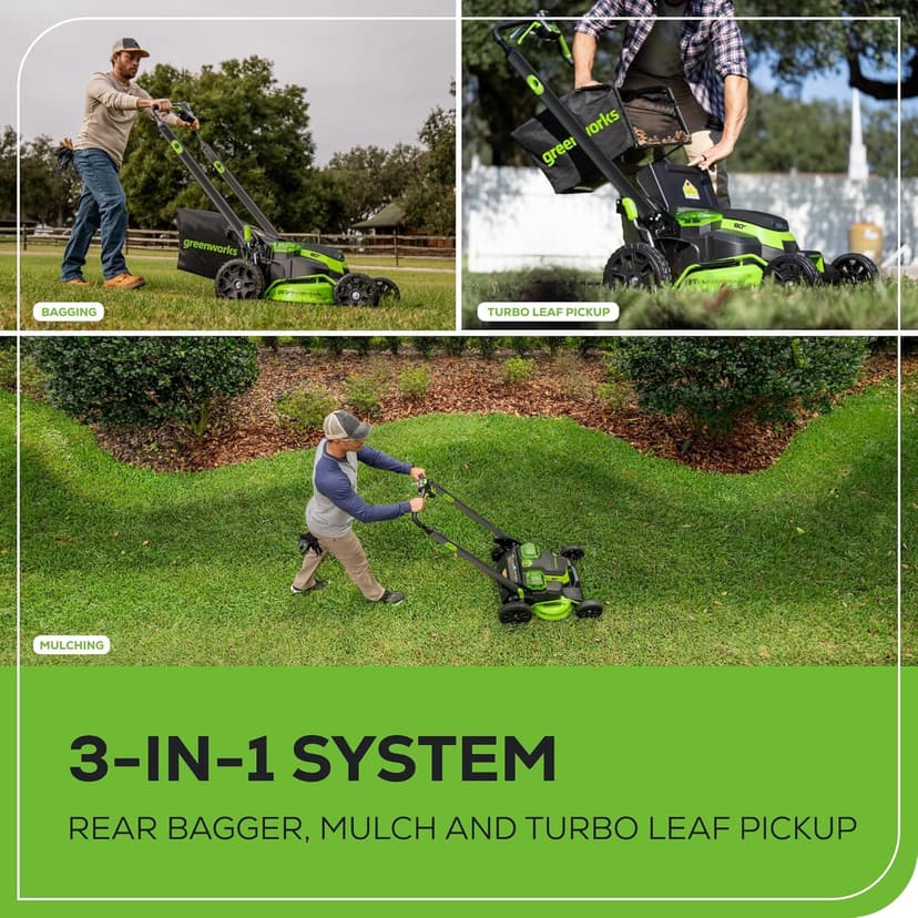 Greenworks 80V 25" Brushless Cordless (Self-Propelled) Dual Blade Lawn Mower (LED Headlight + Aluminum Handles), 4.0Ah Battery and Rapid Charger Included