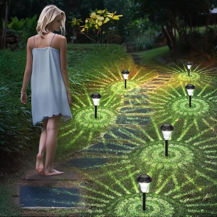 Solar Pathway Lights Outdoor Waterproof, 8 Pack 6500K Solar Garden Lights with Auto On/Off, Bright Outdoor Garden Decor for Yard Patio Walkway Lawn Landscape, Cold White
