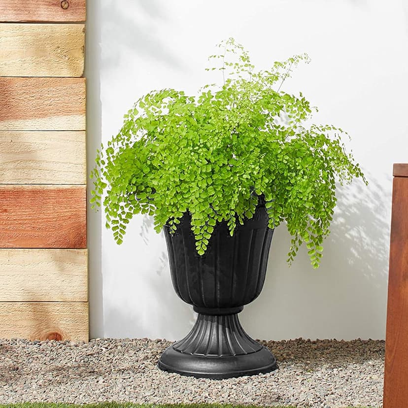 PL20BK Classic Traditional Plastic Urn Planter Indoor/Outdoor, 10" x 12", Black
