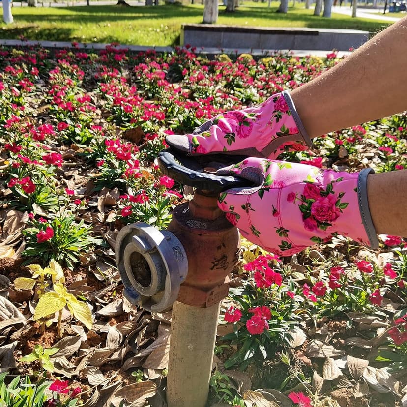Leather Gardening Gloves for Women, Flexible Breathable Garden Gloves,Thorn Proof Working Gloves for Weeding, Digging and Pruning, Medium, Pink