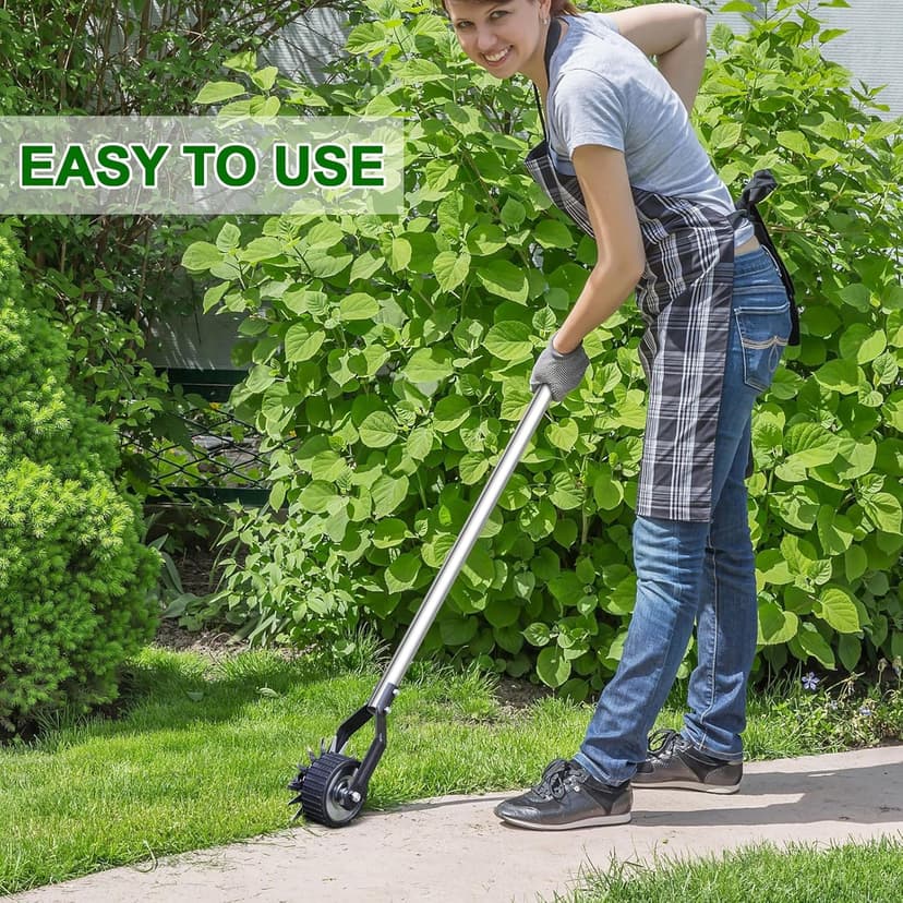 Wheel Rotary Edger Lawn Tool, Sidewalk 66.7Inch Manual Lawn Edger, Grass Edge Trimmer, Adjustable Stainless Steel Handle with Cushion Grip，Soil, Garden and Yard Tool