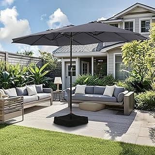 Patio Umbrella with Base Included,15ft Rectangle Large Outdoor Patio Umbrella with Crank Handle, for Pool Lawn Garden