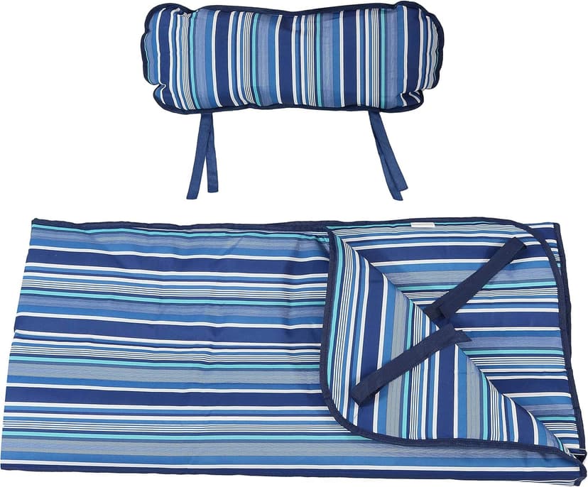 Sunnydaze Polyester Quilted Hammock Pad and Pillow Set - Weather-Resistant - Breakwater Stripe