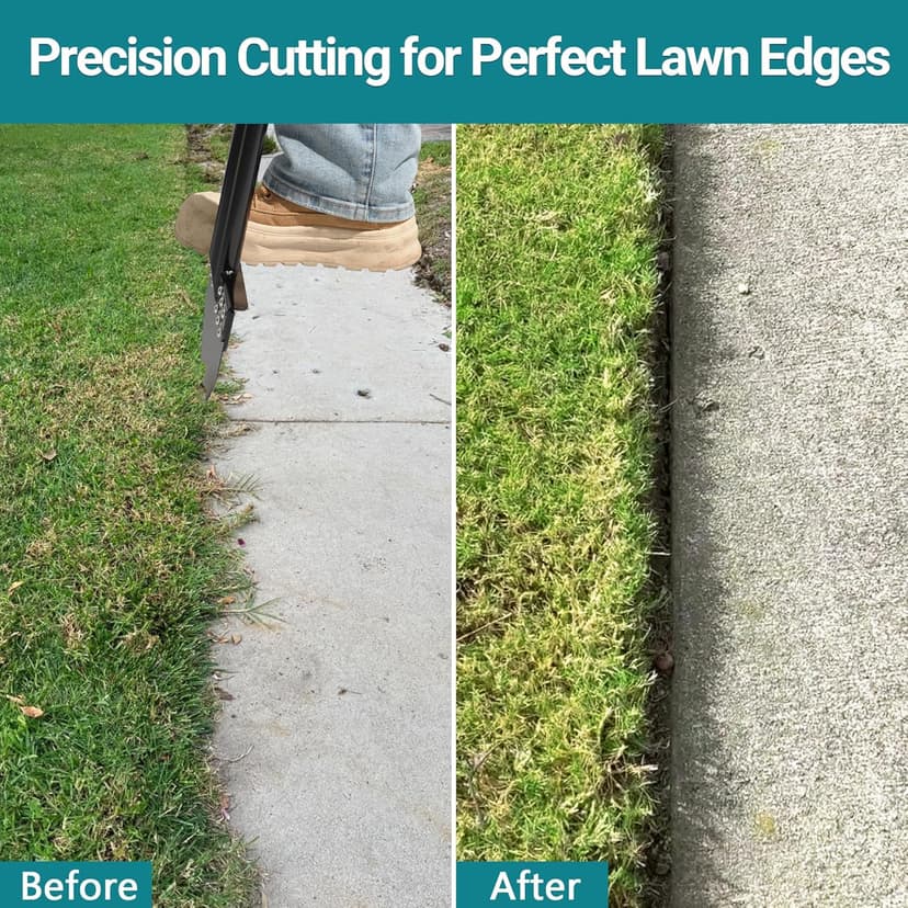 One-Piece 40in Manual Edger Lawn Tool with Spring Steel Blade Manganese Steel Border Edger for Landscaping Rustproof Half Moon Edger with Rubber Handle for Garden Maintenance