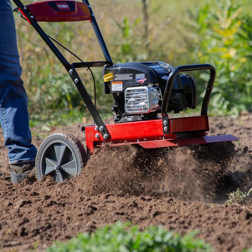 Toro Full Size Front Tine Tiller, 163cc Briggs & Stratton 4-Cycle Engine, Adjustable Tilling Width Up to 21", Variable Wheel Settings, Model Number: 58602