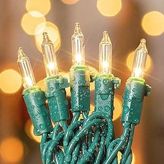 50-Count White Christmas Lights with Green Wire,Mini String Lights for Holiday Decorations, Christmas Tree Lights, Holiday Party, Wedding, Xmas, Home, Indoor & Outdoor Use (13ft Long)