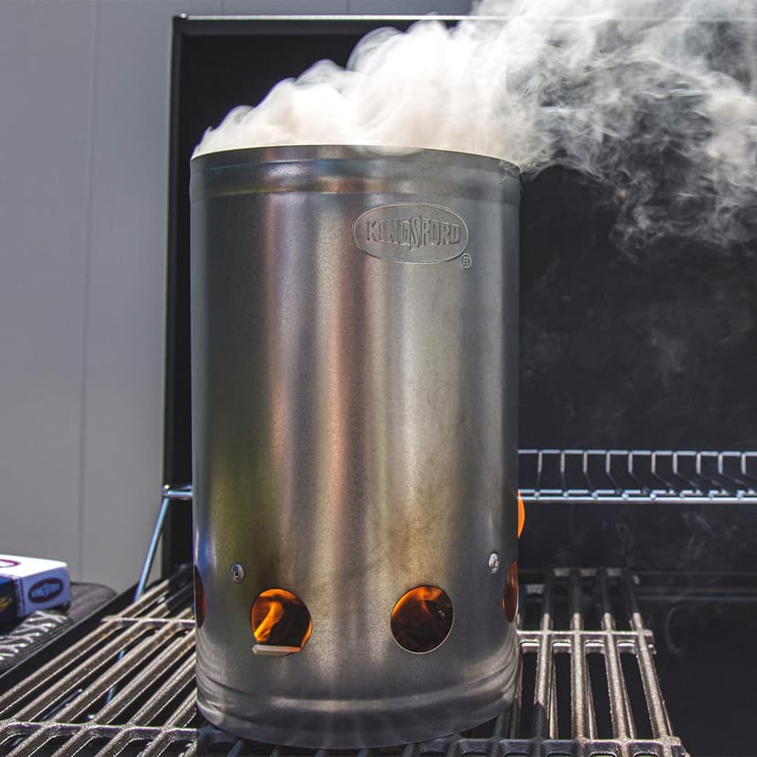 Kingsford Heavy Duty Deluxe Charcoal Chimney Starter | BBQ Chimney Starter for Charcoal Grill and Barbecues, Compact Easy to Use Chimney Starters and BBQ Grill Tools, Silver