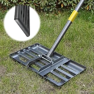 Lawn Leveling Rake with Smooth Edge,Heavy Duty 17"x10" Lawn Leveling Rake with 5FT Adjustable Handle for Yard Garden Lawn Leveling, Soil Sand Spreading Dirt Top Dressing, Small Lawn Level Tool
