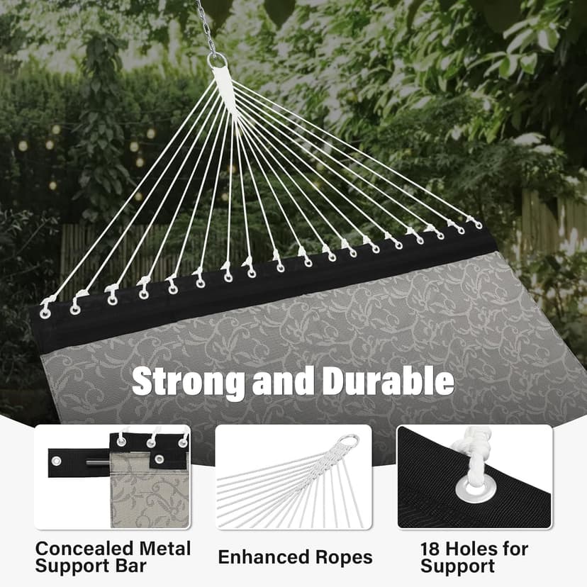 Patio Watcher 13 FT Quick Dry Textilene Hammock - Outdoor Double Hammock - Heavy Duty for Outside - 450 lbs Capacity - Mocha