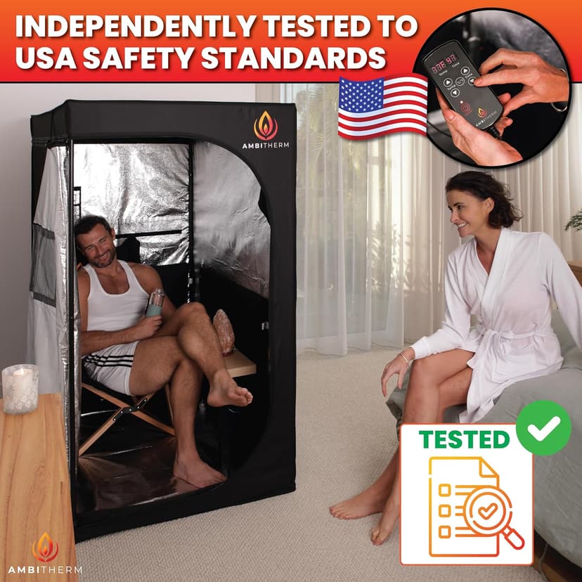 Extra Large Portable Infrared Sauna – Large Sauna Tent, + 50% Legroom, Warm Relaxation with 6 Infrared Panels; Comfortable High-Back Chair and Tablet Holder