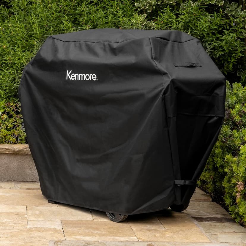 Kenmore 56-Inch Heavy-Duty Grill Cover for Outdoor BBQ Propane Gas Grills, Weather-Resistant, UV- and Fade-Resistant, Universal Fit Cover for 4-Burner Gas Grills, Black