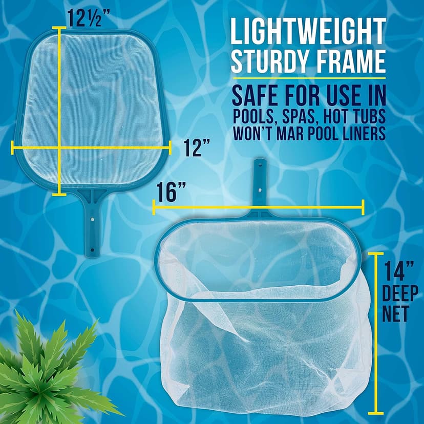 U.S. Pool Supply Professional Swimming Pool Leaf Skimmer Net and Leaf Rake Net Set - Cleans Out Debris Fast, Pool Maintenance - Clean Pool Liners, Spas, Ponds and Kids Inflatable Pool