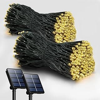 2 Pack Solar String Lights for Outside, 72FT 200 LED Solar Christmas Lights Outdoor with 8 Lighting Modes, IP65 Waterproof Solar String Lights Outdoor for Garden Party Tree Decor,Warm White