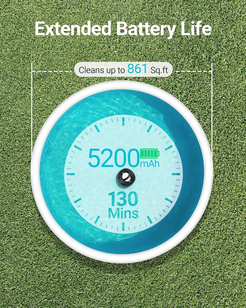 (2025 Upgraded) TALOSBO Pleco Se Cordless Pool Vacuum Cleaner Up to 130 Mins Runtime, Robotic Pool Cleaner with 2.5H Fast Charge, Ideal for Flat Above Ground and Inground Pools up to 861 Sq. Ft.