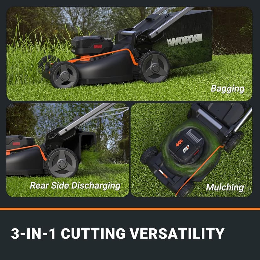 WORX Nitro 40V 21" Cordless Lawn Mower with Aerodeck & Intellicut, Electric Mower with Variable Speed, Self-propelled Lawn Mower WG760 – (2) PowerShare 5.0Ah Batteries & Charger Included
