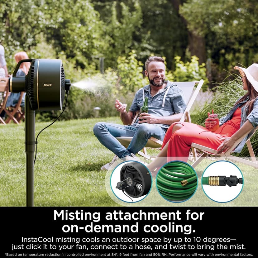Shark FlexBreeze Fan - Indoor & outdoor oscillating fan, pedestal & tabletop, corded & cordless portable fan with outdoor InstaCool misting attachment - FA222