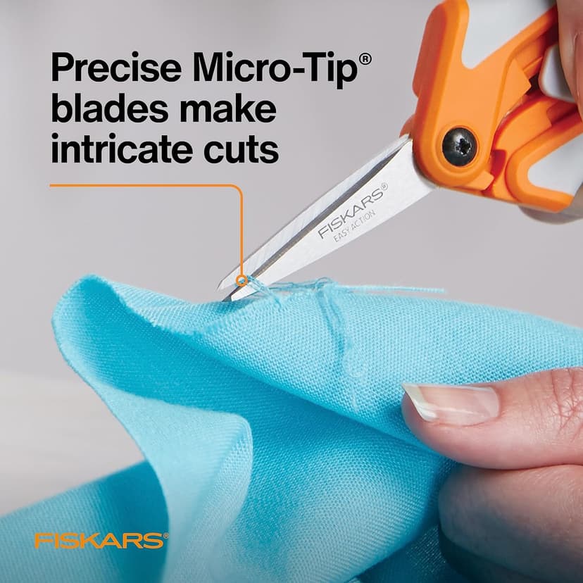 Fiskars RazorEdge Micro-Tip Easy Action Scissors - 6" - Stainless Steel Fabric Scissors - Arts and Crafts - Orange