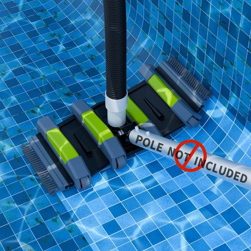 Sepetrel Heavy Duty Pool Vacuum Head with Wheels & Aluminum Handle, Professional Weighted Flexible Vacuum Head