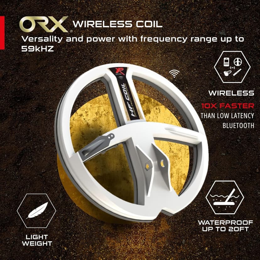 XP Metal Detectors 9" High Frequency Coil with 21 Frequencies Compatible with Deus and ORX detectors, Delivered with Coil Cover, Lower Stem, screwing kit and Battery (D01HF)