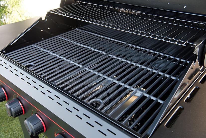 720-0982 5 Burner Propane Barbecue Gas Grill, Side Shelves with Hooks, for Outdoor Cooking, Patio, Garden Barbecue Grill, 50000 BTUs, Open Chart, Black