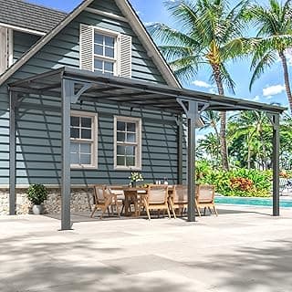 10x14 FT Gazebo Pergola Awnings for Patio with Hardtop Gazebos on Clearance Patio Covers for Shade and Rain, Lean to Gazebo Sunroom Patio Canopy Outdoor Pergolas for Patios,Decks,Backyard