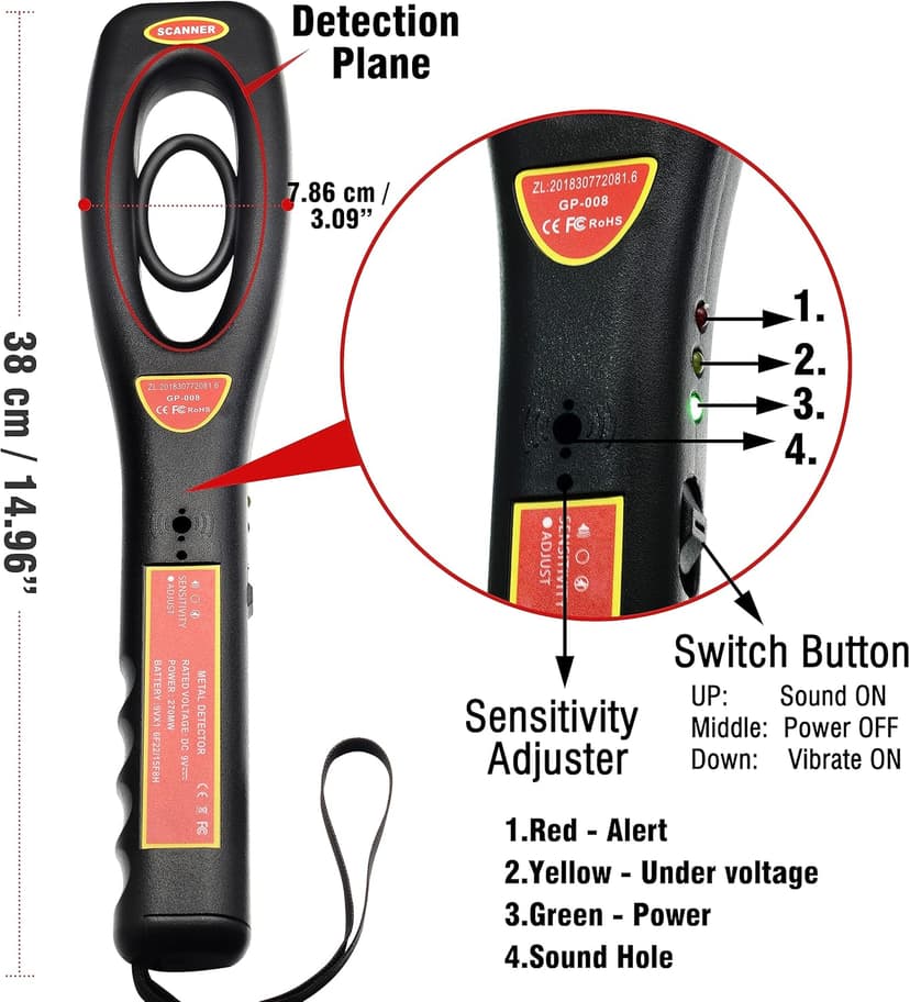 Hand Held Metal Detector,V·RESOURCING Portable High Sensitivity Metal Detector,for Security Inspection,Detecting Electronic Product, Metal Object