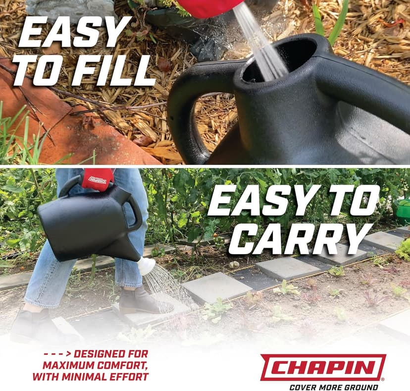 Chapin 2 Gallon Watering Can - Garden Watering Can for Indoor & Outdoor Plants, 100% Recycled Plastic Watering Can with Detachable, Drip-free Sprinkler Head, Made in USA