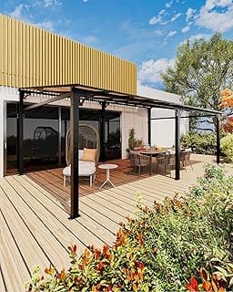 12'x20' Upgraded Lean-to Wall-Mounted Gazebo | 6mm Polycarbonate Roof & Reinforced Aluminum Frame | All-Weather Hardtop Pergola for Patio, Deck, Backyard (2024 Enhanced Design)
