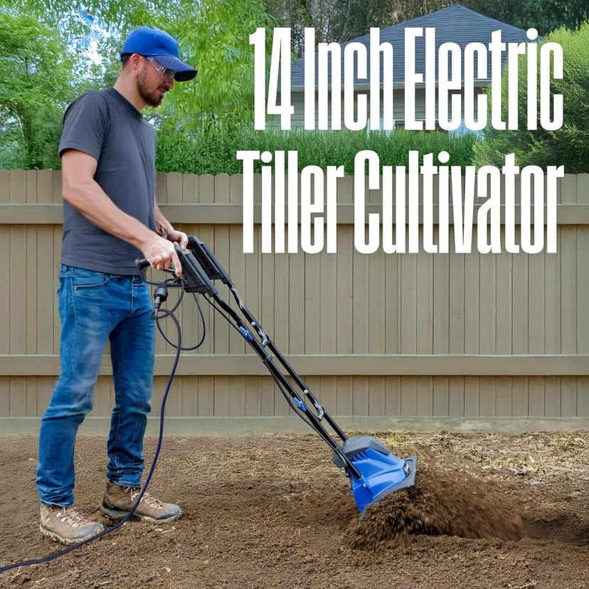 Westinghouse 14-Inch, 10 Amp Corded Electric Tiller Cultivator for Gardening, with 4 Steel Blades