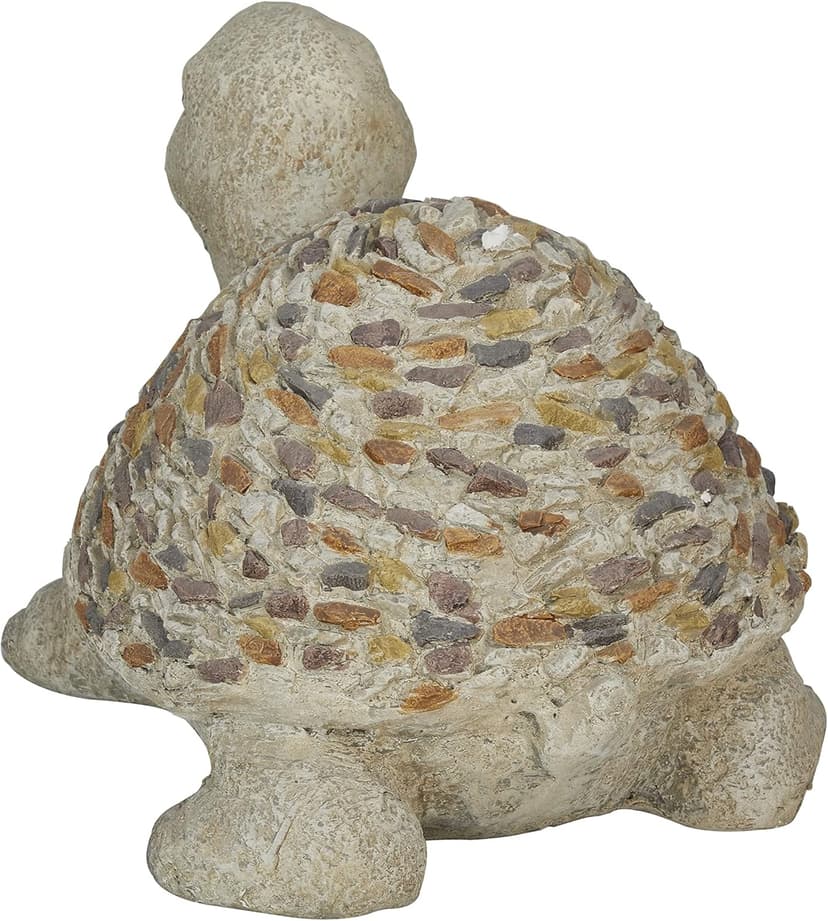 Deco 79 Polystone Turtle Decorative Garden Sculpture Indoor Outdoor Garden Statue with Stone Mosaic Design, Outdoor Sculpture 14" x 11" x 10", White