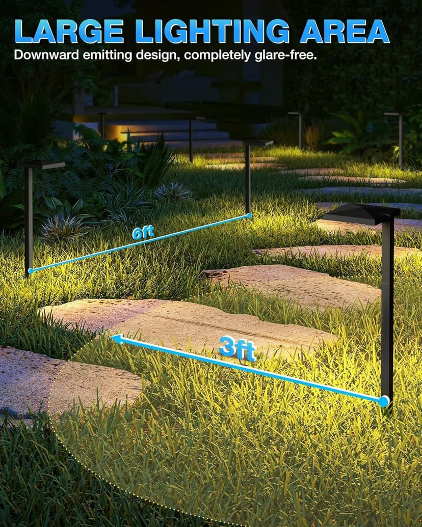 SUNVIE Low Voltage Landscape Lighting with Connectors 5W Anti-Glare LED Pathway Lights Wired Waterproof Outdoor Landscape Path Lights for Walkway Yard Garden Patio ETL Listed Cord, 8 Pack