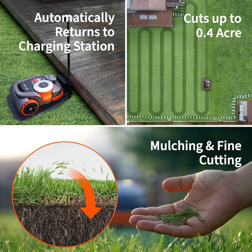 Segway Navimow H1500N-VF Robot Lawn Mower Perimeter Wire Free 0.37 Acre RTK+Vision Robotic Lawnmower, Virtual Boundary, Systematic Mowing, APP Control, Anti-Theft, 54dB(A) Quiet, Multi-Zone Management