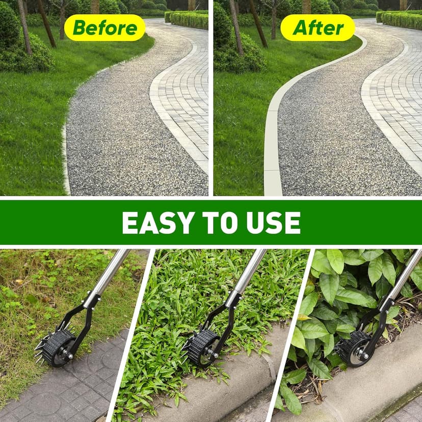 BlumWay 67 Inch Rotary Wheel Edge Trimmer, Rotary Shears, Manual Sidewalk Edgers, Length 23.6" to 67", Heavy Duty Stainless Steel Handle with Sharp Blades/Gloves