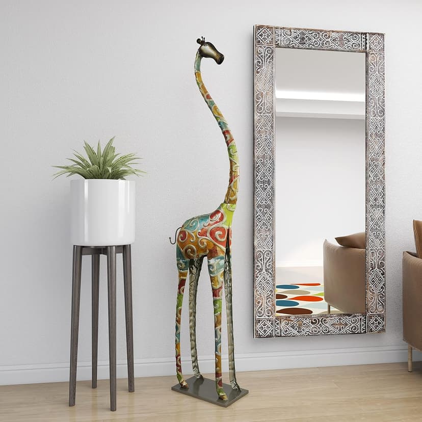 Deco 79 Metal Giraffe Decorative Sculpture Indoor Outdoor Tall Home Decor Statue with Detailed Embossed Scrollwork, Accent Figurine 17" x 7" x 73", Multi Colored