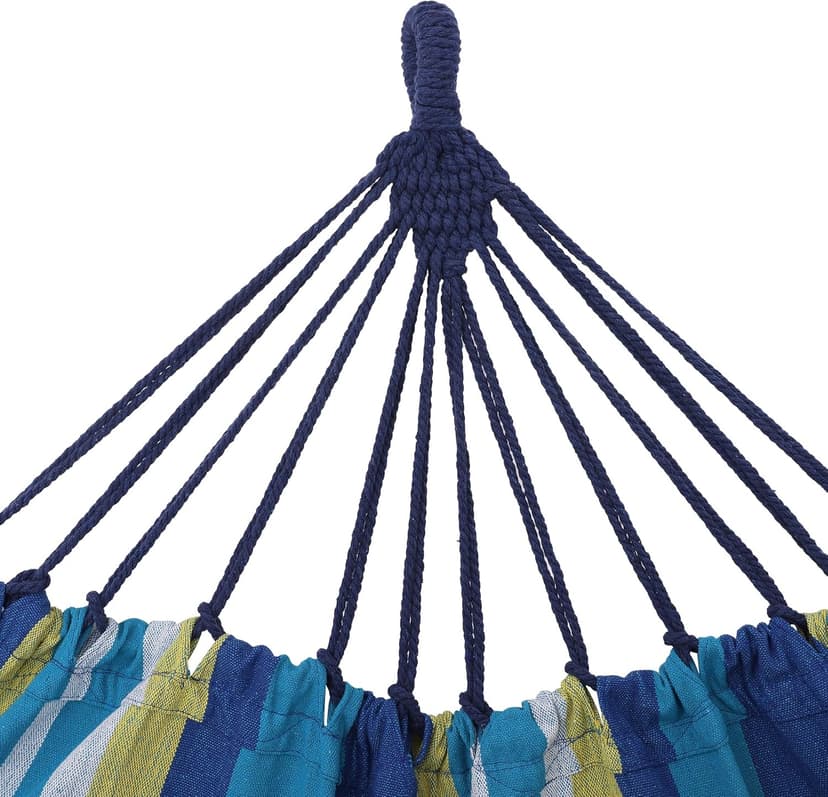 SONGMICS Double Hammock, 98.4 x 59.1 Inches, 660 lb Load Capacity, with Hanging Straps, Carabiners, Carry Bag, for Garden, Outdoor, Camping, Blue and Yellow Stripes UGDC15YU