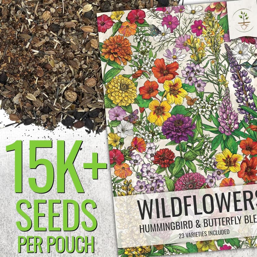 Seed Needs Flower Seeds Hummingbird and Butterfly Seed Mix 1 Ounce No Filler | 23 Varieties Garden Seeds Annual & Perennial Species | Pollinator Attracting Flowering Seed | Bulk Resealable Package
