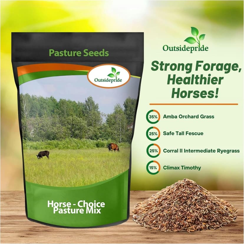 Outsidepride Horse Choice Pasture & Livestock Grass Seed Mix - 25 Lbs Perennial, Drought Tolerant, Cold Hardy, & High Yield Lawn Grass Seeds for Grazing, Hay, Silage, & Greenchop