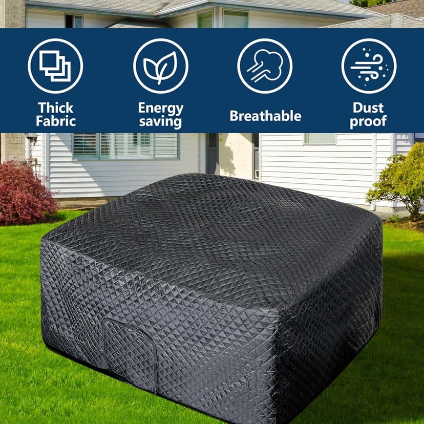 Tlswshsy 72''x27'' Square Insulated Inflatable Hot Tub Thermal Cover, Energy Efficient Hot Tub Cover with Zipper Door, Inflatable Hot Tub Full Coverage for Keeping Warm Extra Insulation and Dustproof