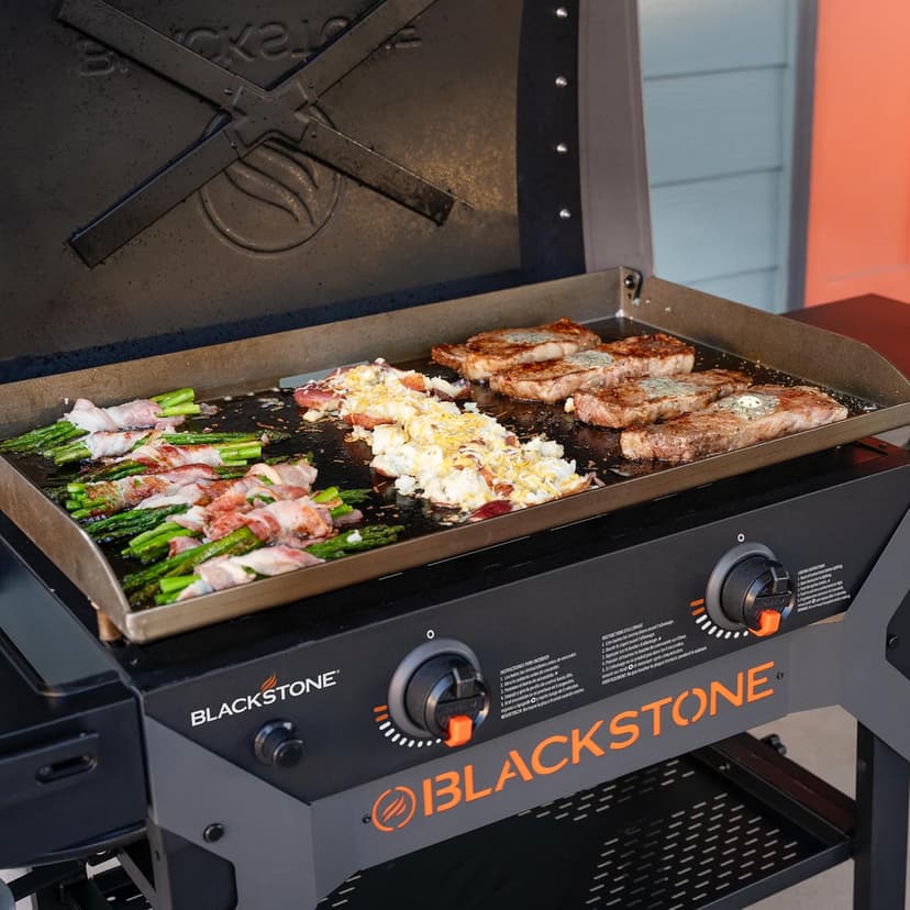 BLACKSTONE 2311 Iron Forged 28” Omnivore Griddle with X-Braced Hood, Powder Coated Steel, Black