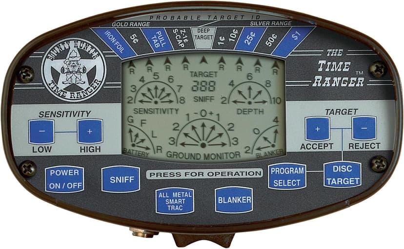 Bounty Hunter Time Ranger Metal Detector for Adults with LCD Display, Target ID, and Ground Balancing – Advanced Detection for Coins, Relics, Jewelry