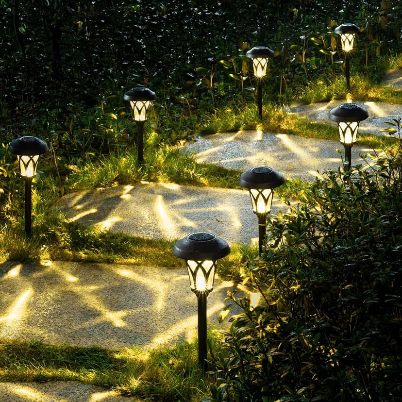 GIGALUMI Solar Lights Outdoor 6 Pack, Solar Landscape Lights Warm White, Brown Super Bright High Lumen Waterproof Metal Automatic Solar Lights for Yard, Pathway, Garden, Walkway