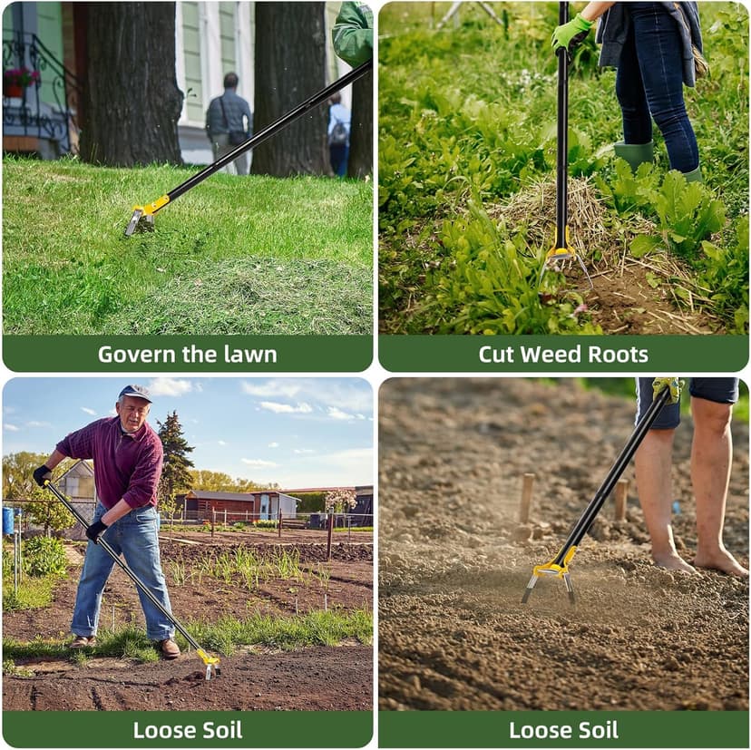 Hoe Garden Tool,Scuffle Garden Hoe for Weeding 30-60 Inch,Long Handle Heavy Duty Adjustable Hula Hoe,Gardening Stainless Steel Loop Stirrup Action Hoe