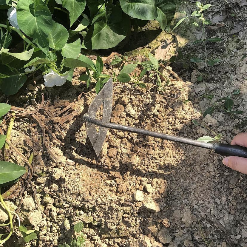 Pack of Gardening Tools Weeding Tool and Garden Hoe Weed Removal Tool with Blade Quick Weeder and Gardening Gloves (Hollow Hoe + Weeding Sickle)